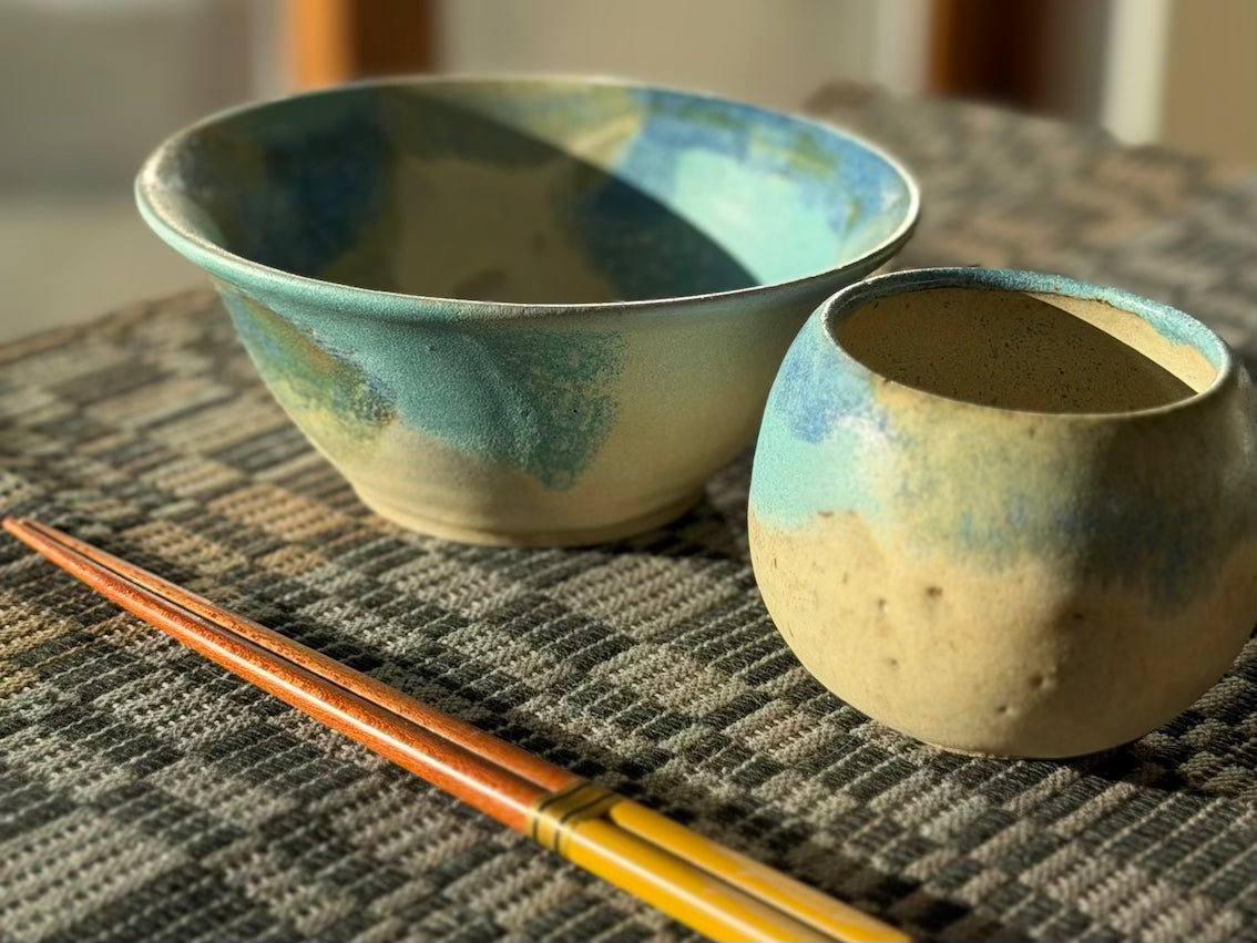 Ocean from Above - Ramen bowl and cup set