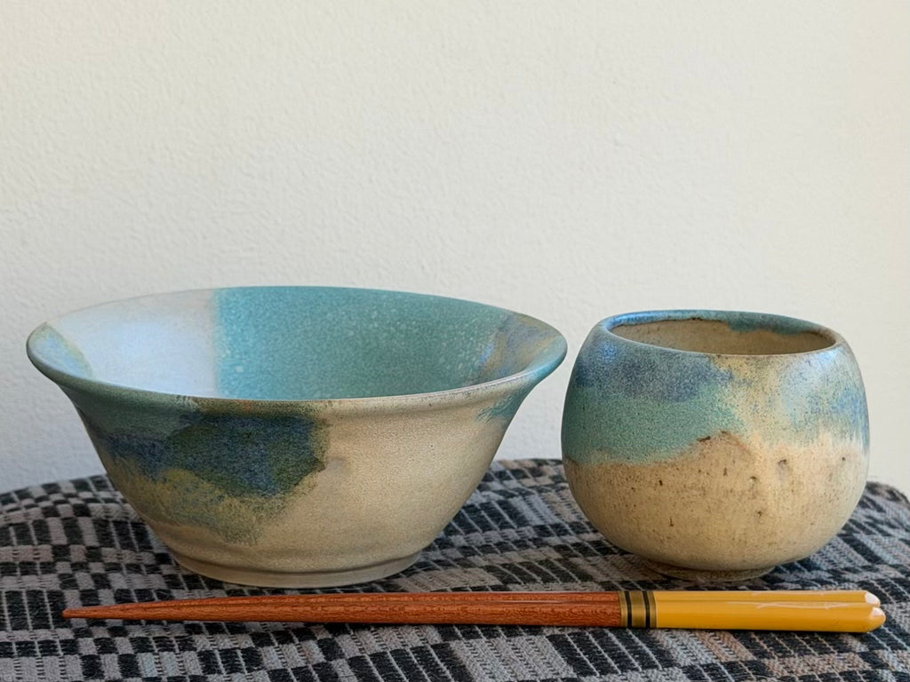 Ocean from Above - Ramen bowl and cup set