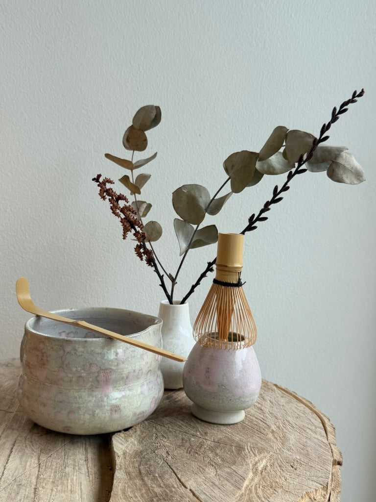Matcha chawan - Pink splash