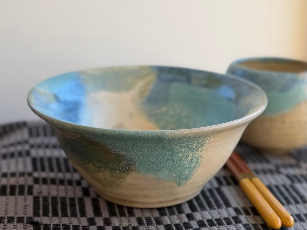 Ocean from Above - Ramen bowl and cup set
